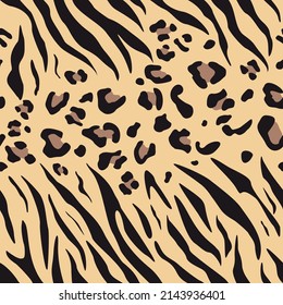
Seamless print leopard, zebra, tiger vector fashion fashion design. Animal skin.