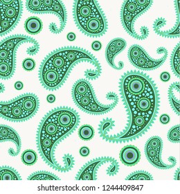 Seamless print pattern. Drawn with flowers and traditional paisley elements on a light background. Vector illustration