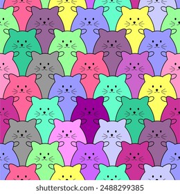 Seamless print pattern wallpaper background with nice cute lovely cats kittens art decor design for textile paper pack etc