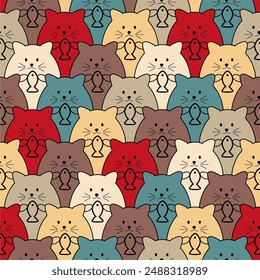 Seamless print pattern wallpaper background with nice cute lovely cats kittens art decor design for textile paper pack etc