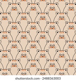 Seamless print pattern wallpaper background with nice cute lovely cats kittens art decor design for textile paper pack etc