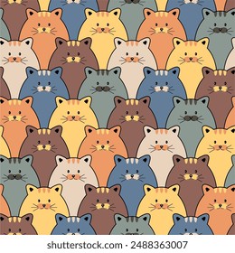 Seamless print pattern wallpaper background with nice cute lovely cats kittens art decor design for textile paper pack etc