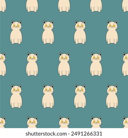 Seamless print pattern wallpaper background with nice cute lovely cats kittens art decor design for textile paper pack etc
