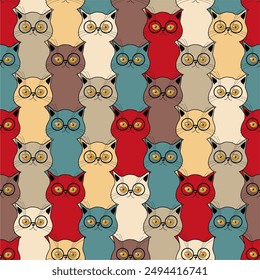 Seamless print pattern wallpaper background with nice cute lovely cats kittens art decor design for textile paper pack etc