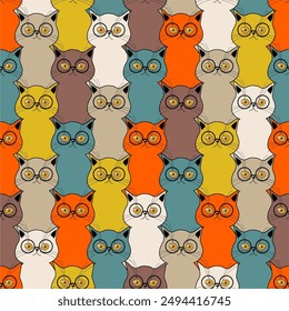 Seamless print pattern wallpaper background with nice cute lovely cats kittens art decor design for textile paper pack etc