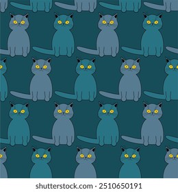 Seamless print pattern wallpaper background with nice cute lovely cats kittens art decor design for textile paper pack etc	