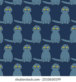 Seamless print pattern wallpaper background with nice cute lovely cats kittens art decor design for textile paper pack etc	