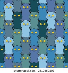 Seamless print pattern wallpaper background with nice cute lovely cats kittens art decor design for textile paper pack etc	