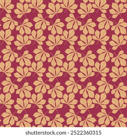 Seamless print pattern wallpaper background with leaves vector illustration botanic nature texture for paper, textile etc