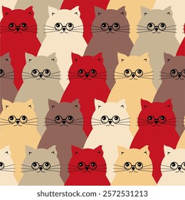 Seamless print pattern wallpaper background with nice cute lovely cats kittens art decor design for textile paper pack etc