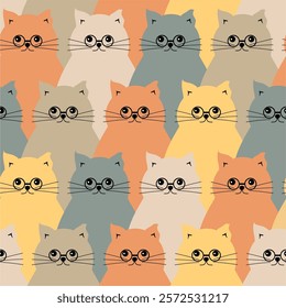 Seamless print pattern wallpaper background with nice cute lovely cats kittens art decor design for textile paper pack etc