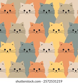 Seamless print pattern wallpaper background with nice cute lovely cats kittens art decor design for textile paper pack etc