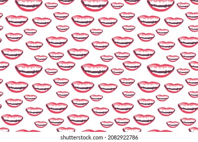 seamless print, smile on a white background, endless pattern, pattern on fabric, fashionable image for clothes, pattern for stripes.