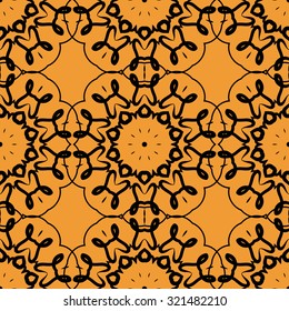Seamless Print of stylized round mandala frame