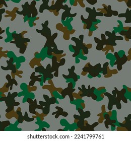Seamless Print. Woodland Army Paint. Digital Khaki Camouflage. Beige Camo Print. Modern Grey Texture. Military Vector Background. Brown Fabric Pattern. Camo Urban Canvas. Repeat Seamless Camoflage.