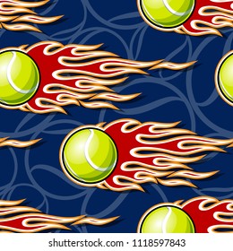 Seamless printable pattern with tennis balls and hot rod flames. Vector illustration. Ideal for wallpaper packaging fabric textile paper print design and any decoration.