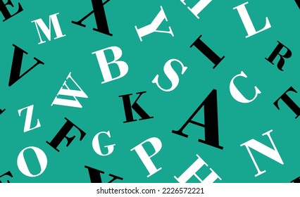 Seamless printing pattern from alphabet letters, Vector Illustration.