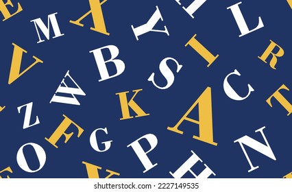 Seamless printing pattern from alphabet letters, Vector Illustration.