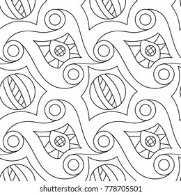 Seamless psychedelic pattern. Beautiful monochrome background. Backdrop for the preview. Drawing in retrostile. Vintage image.