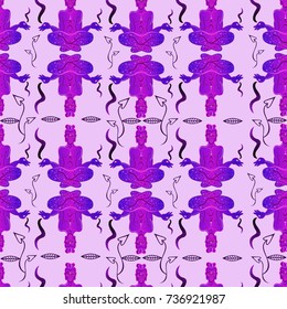 Seamless psychedelic pattern. Meditating Buddha. Vector abstract picture.