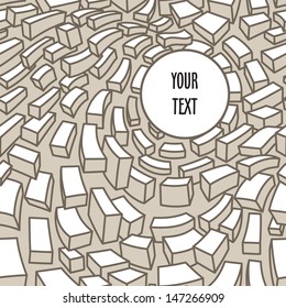 Seamless psychedelic vector pattern with gray curved rectangles