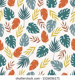 Seamless pttern with tropical leaves