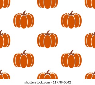 Seamless pumpkin background isolated on white