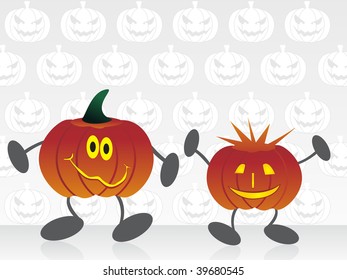 fondo de calabaza sin soldadura con conjunto de calabaza de dibujos animados