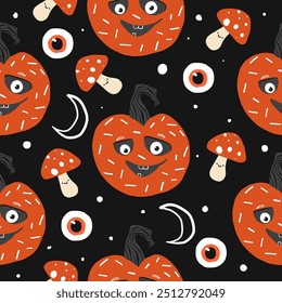 Seamless pumpkin face patterns halloween patterns