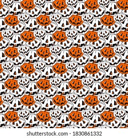 seamless pumpkin pattern and background vector illustration