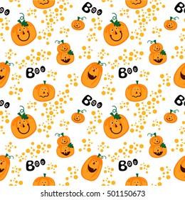 Seamless pumpkin pattern for Happy Halloween.