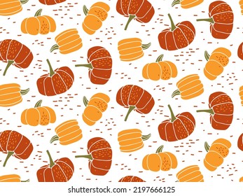 Patrón de dibujo de calabaza sin foco, verduras dibujadas a mano sobre fondo blanco. Día de Acción de Gracias, collage de Halloween Para papel envoltorio, festival callejero, menú, papel pintado, empaque, textil. Cosecha de otoño