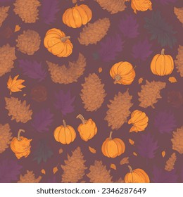 Seamless pumpkins painted in various designs and colors
