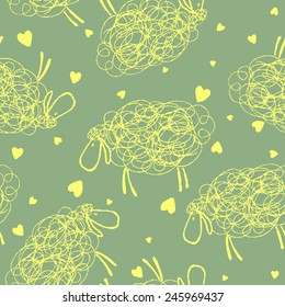 Seamless Purly sheeps pattern 
