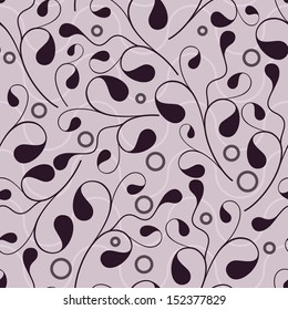 Seamless purple abstract blob branch vector pattern.