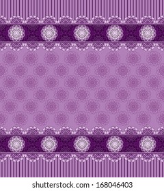 Seamless purple background with lace border