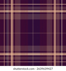 Seamless purple and beige tartan pattern with diagonal texture, perfect for fabric, textiles, backgrounds, and digital design.