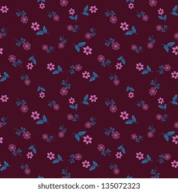 Seamless purple and blue floral pattern