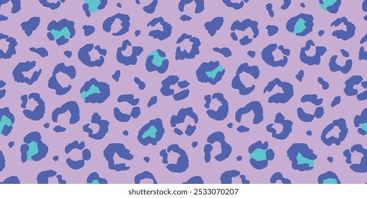 Seamless purple and blue pattern wild animal skins for fabric, textile design and decorative backgrounds. Wildlife and safari themes, bold and exotic look