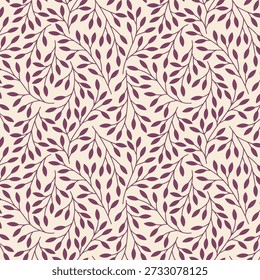 Seamless Purple Botanical Leaf Pattern – Decorative Floral Background