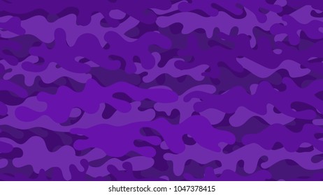 Seamless purple camouflage pattern. Repeating military clothing texture.