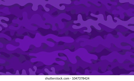 Seamless purple camouflage pattern. Repeating military clothing texture.