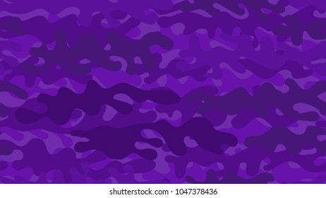 Seamless purple camouflage pattern. Repeating military clothing texture.