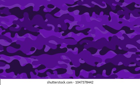 Seamless purple camouflage pattern. Repeating military clothing texture.