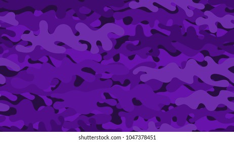 Seamless purple camouflage pattern. Repeating military clothing texture.