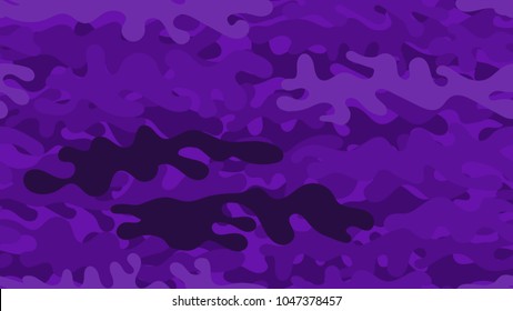 Seamless purple camouflage pattern. Repeating military clothing texture.