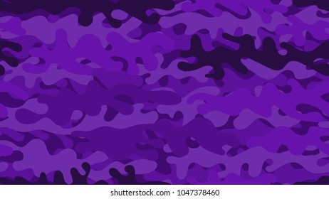 Seamless purple camouflage pattern. Repeating military clothing texture.