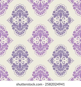 Seamless Purple Damask Pattern Ornamental Vintage Design