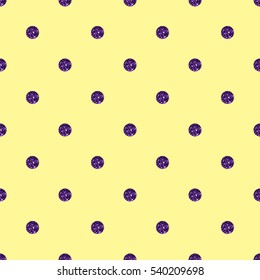 seamless purple dot glitter pattern on yellow background