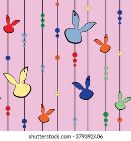 seamless purple eggs and rabbit background pattern